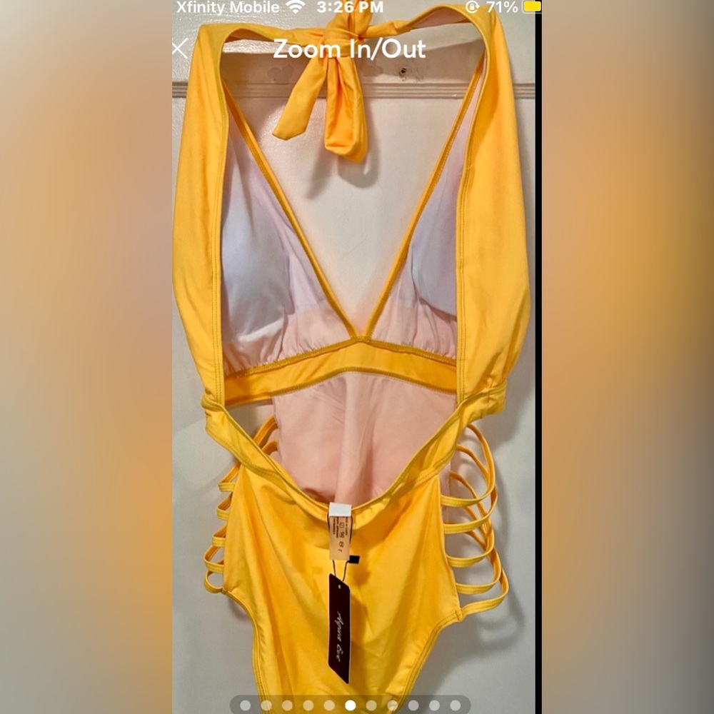 PLUNGE V SEXY ONE PIECE SWIMSUIT SZ L - Picture 6 of 11